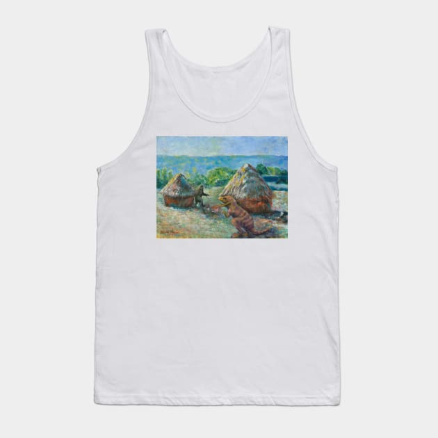 Unexpected Encounter in the Haystacks Tank Top by LouiseSullivanArt